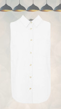 Ex TU Clothing Women’s Linen-Rich Sleeveless Shirt in White