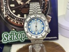 Seiko Blue  Aqua Frost Modded Vintage Diver Watch  7002-7001 Refurbished Jubilee