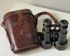 Vintage ROSS London Binoculars w/ Leather Case – Possible WWII, Brass Under Pain