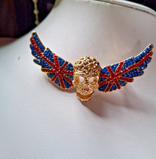 Large Butler & Wilson  Skull With  union Jack  Wings Brooch - NEW