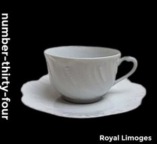 Royal Limoges Ocean Blanc Collection Cups & Saucers X 6 VGC ?