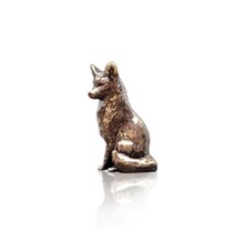 Butler & Peach Miniature Bronze Fox Sitting Sculpture (2081)