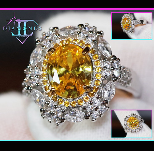 Yellow oval diamond ring - yellow,