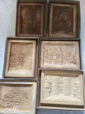 6 Rare B & A Osborne Unpainted 3D Art Ivorex Plaques Canterbury Cathedral 1920