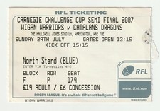 29/07/2007 Rugby League Ticket