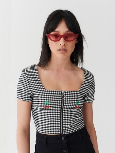 Lazy oaf gingham cherry top - lazy,