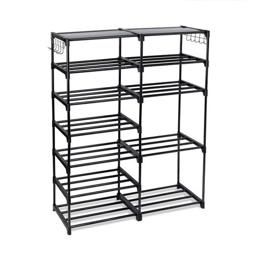 Black tier shoe rack - black,