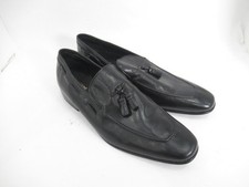 Collezione Square Toe Leather Formal Shoes Mens 9.5 Black Slip On Smart Wedding