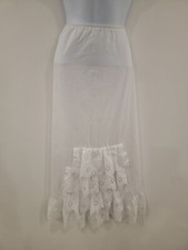 Vintage Skirt Petticoat Long Maxi White Stretch Broderie Anglaise Size 14 16