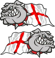 Handed Pair British BULLDOG England St Georges Cross Flag vinyl car sticker 50mm