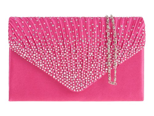 Ladies satin diamante clutch - ladies,