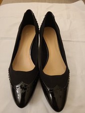 NEW Circa Joan & David black brogue style low heel shoes UK5 Patent, suede