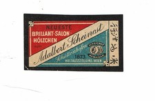 1 Old Austria A Scheinost c1900s matchbox label Neueste Brilliant Salon Holzchen