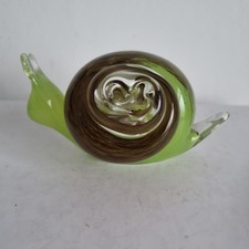 HANDBLOWN GREEN GLASS  SNAIL