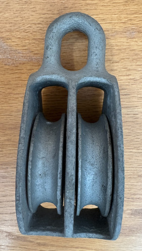 Vintage metal double pulley - vintage,