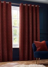 Paoletti Galaxy Eyelet Lined Chenille Curtains Eyelet 168 x 229cm Copper - NEW
