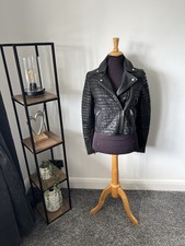 Ladies Diesel Black Leather Jacket Lamb Leather Size S (8-10)