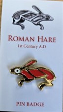 ROMAN ENAMELED HARE PIN BADGE