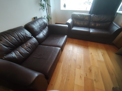 Brown leather 2 - 2x, 2-seat