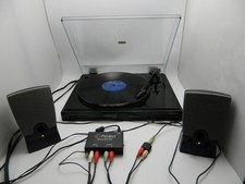 Realistic LAB-701 turntable, Pro-ject phono box MM plus Harmon/Kardon speakers.