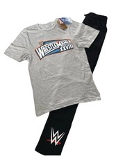 Official Mens WWE Wrestlemania 28 Long Legged Short Sleeve Pyjamas New Cena Rock