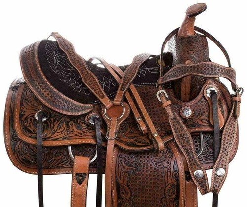Western leather horse saddle - western,