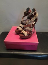 ZANDRA RHODES HIGH HEEL STRAPPY DESIGNER SHOES STILETTO STUDDED ONCE USED 7 40