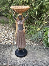 African Woman Carrying Basket Statue/Figurine Resin 17" Tall