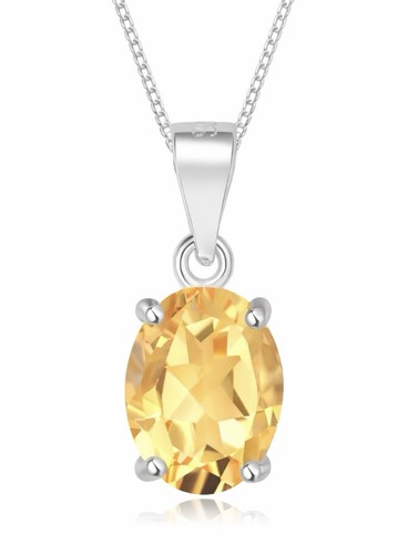Genuine citrine oval pendant - citrine,