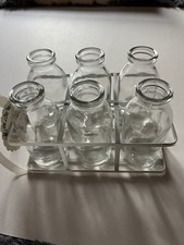 2 Sets Of 6 Mini Glass Milk Bottle Vases In Crates NEW