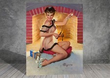 Gil Elvgren Fireplace Woman