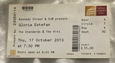 Gloria Estefan Concert Ticket Royal Albert Hall London 17 Oct 2013