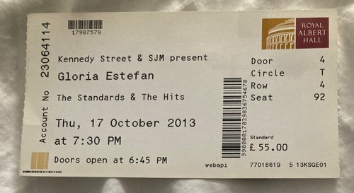 Gloria estefan concert ticket - concert,