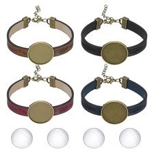 Bracelet Blanks for Jewelry Making 4pcs 18mm Black/Red/Blue/Orange/Bronze