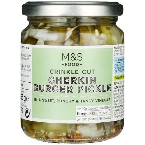 Crinkle cut gherkin - cut, burger