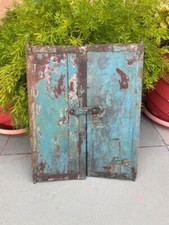 Antique Old Original Wooden Hand Crafted Blue Painted Old House Window Door