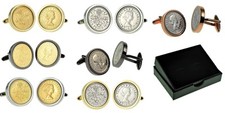 Lucky Sixpence Silver Genuine Coin Cufflinks +Choice of Birthday year 1947-1967