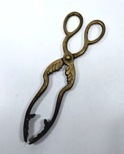 Brass Fire Tongs Antique Vintage long Coal Logs Open Fireside Hearth Fireplace