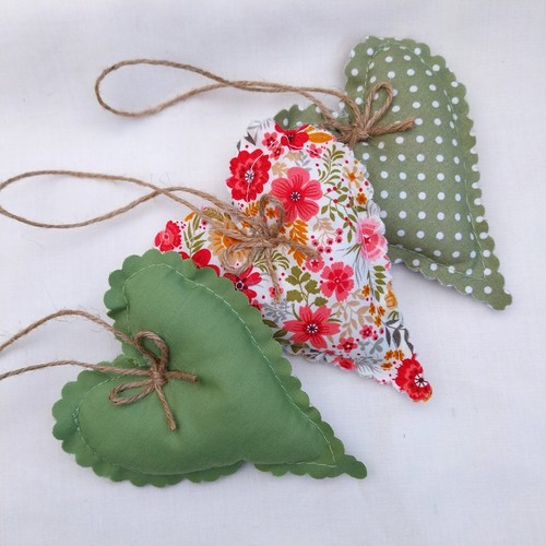 Fabric handmade hanging hearts