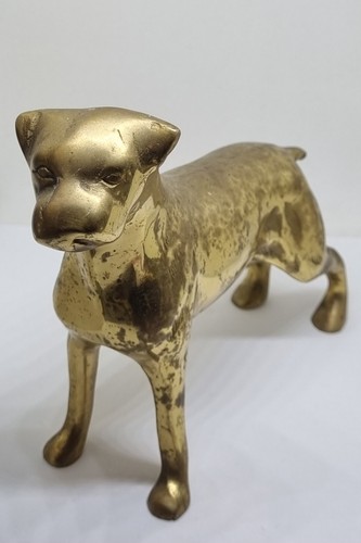 Large vintage brass boxer - brass, dog