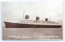 RPPC Vintage Postcard Normandie Ocean Liner WWII Capsized