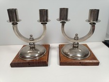 Pair Art Deco Chrome On Wood