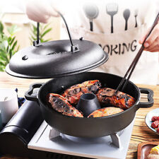 Cast Iron Turkey Roaster Sweet Potato Roasting Pan Pre-seasoned Baking Pot w/Lid