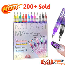 12Colors Nail Art Pens Set Nail Art Graffiti Pen DIY Nail Drawing Painting Pen❀