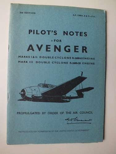 Pilot notes for avenger - notes,