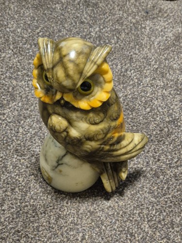 Alabaster owl bird 18cm - alabaster,
