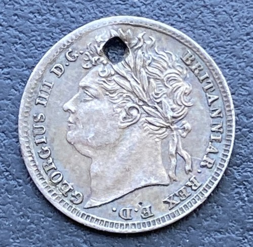1825 maundy penny - 1825, (holed)