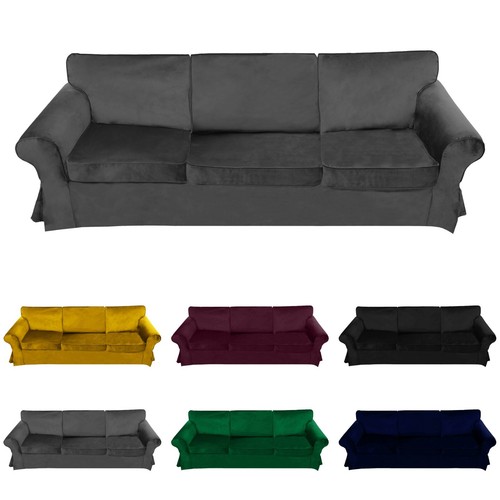Velvet seater sofa slipcover - velvet, 3