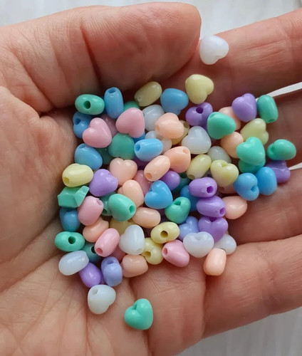 100 pastel heart - pastel, beads