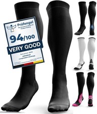 AZENGEAR Compression Socks (20-30mmHg), Knee-High Travel Stockings, Black, L/XL